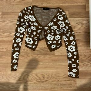 Brown Cropped Cardigan